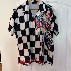 AMIRI Black and White Checkered Graphic Shirt